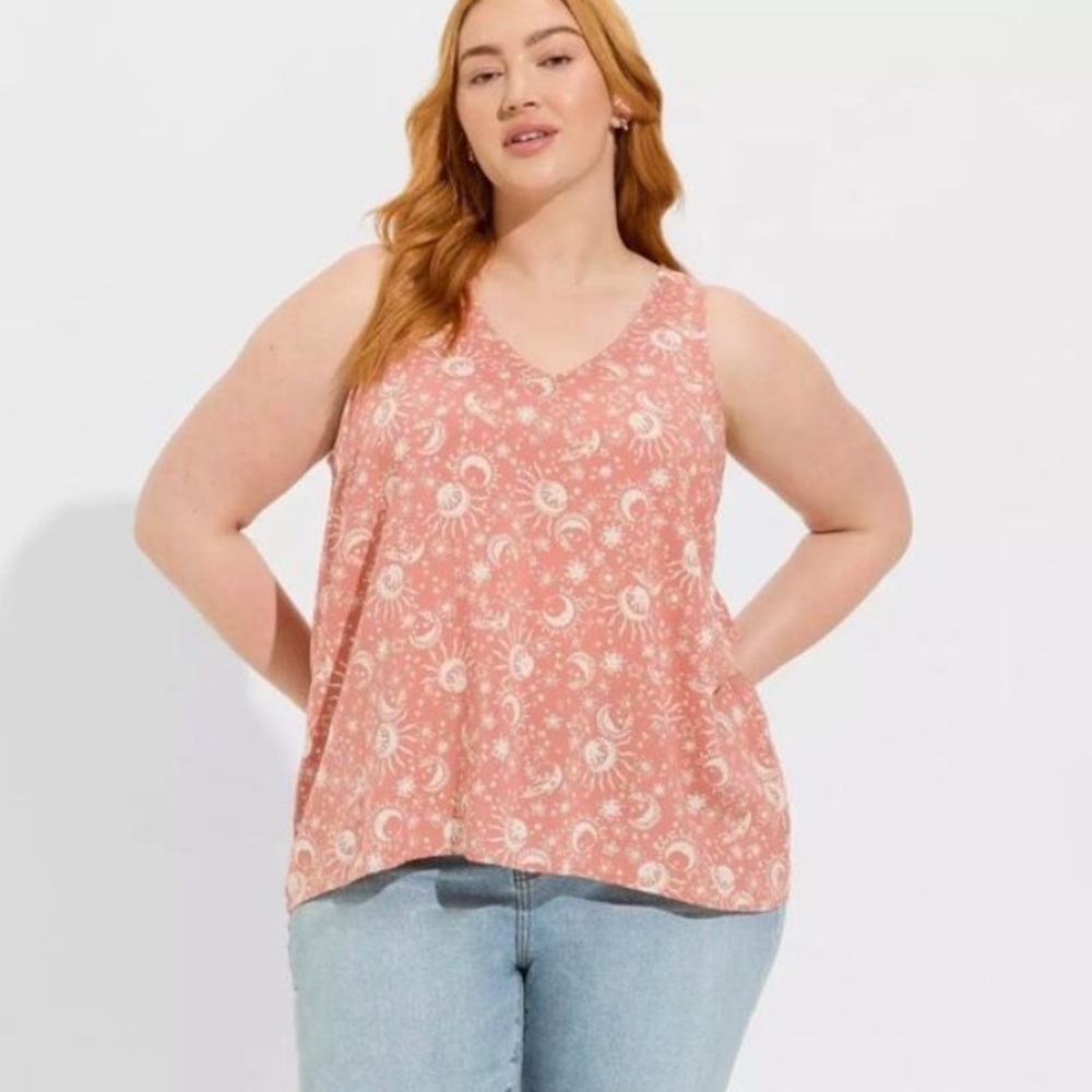 NEW! Torrid Challis Stitch Detail Tank Top Celestial Print Womens Size 3X